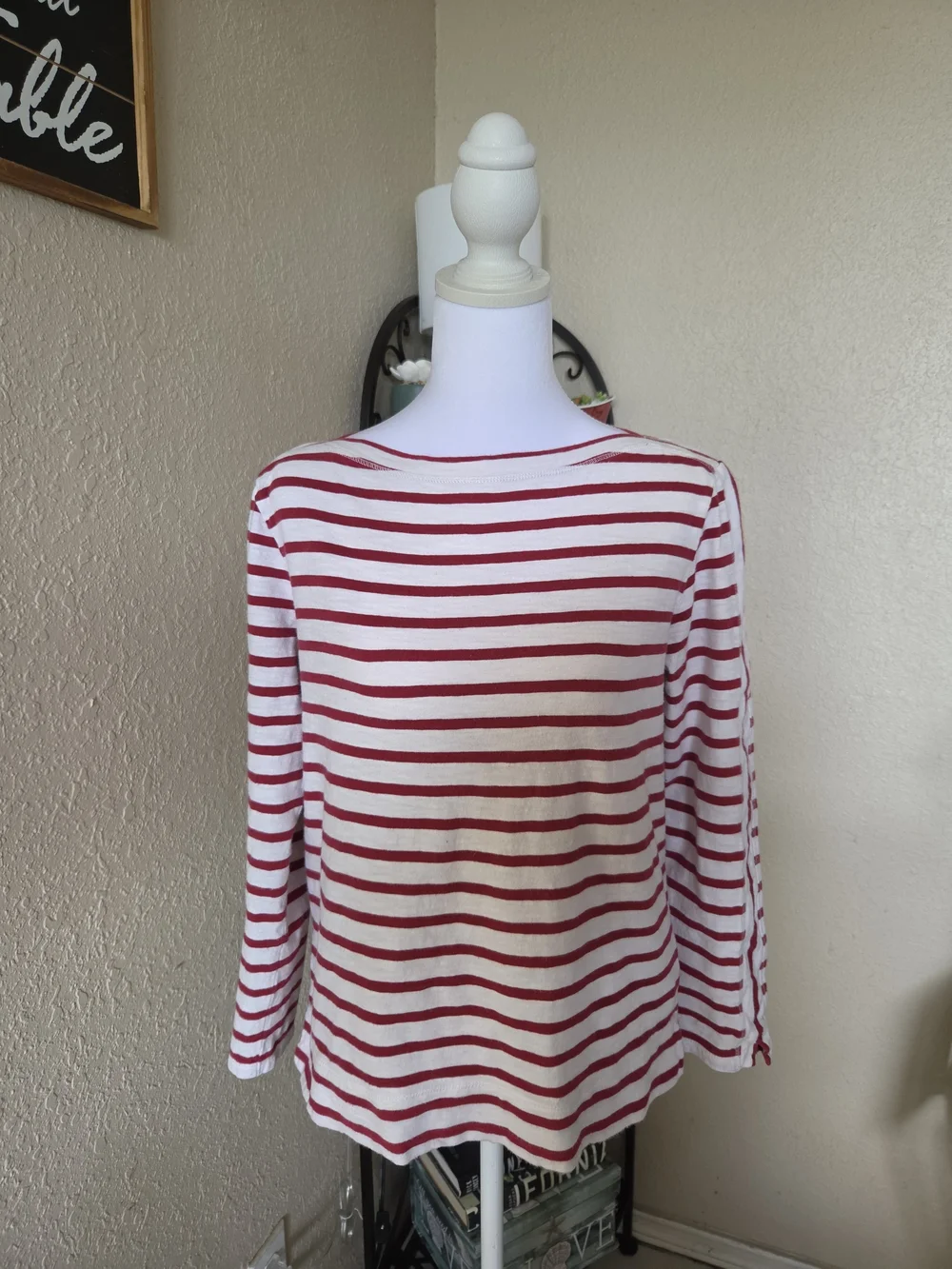 J. Crew Red & White Striped Long-Sleeve Tee